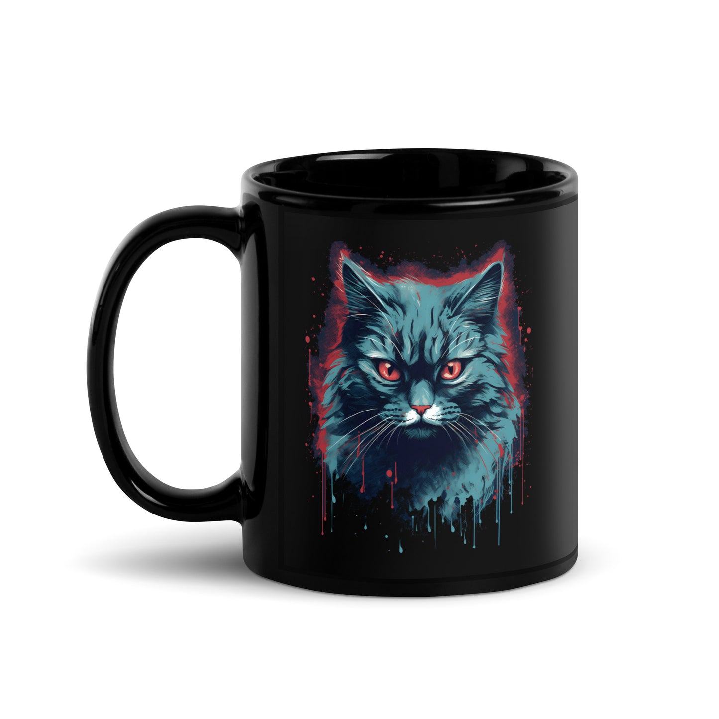 Mystic Stare: Black Cat with Red Eyes Black Mug