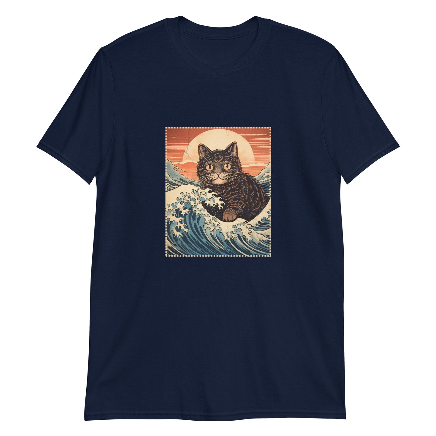 Ukiyo-e Cat Rides the Wave T-Shirt