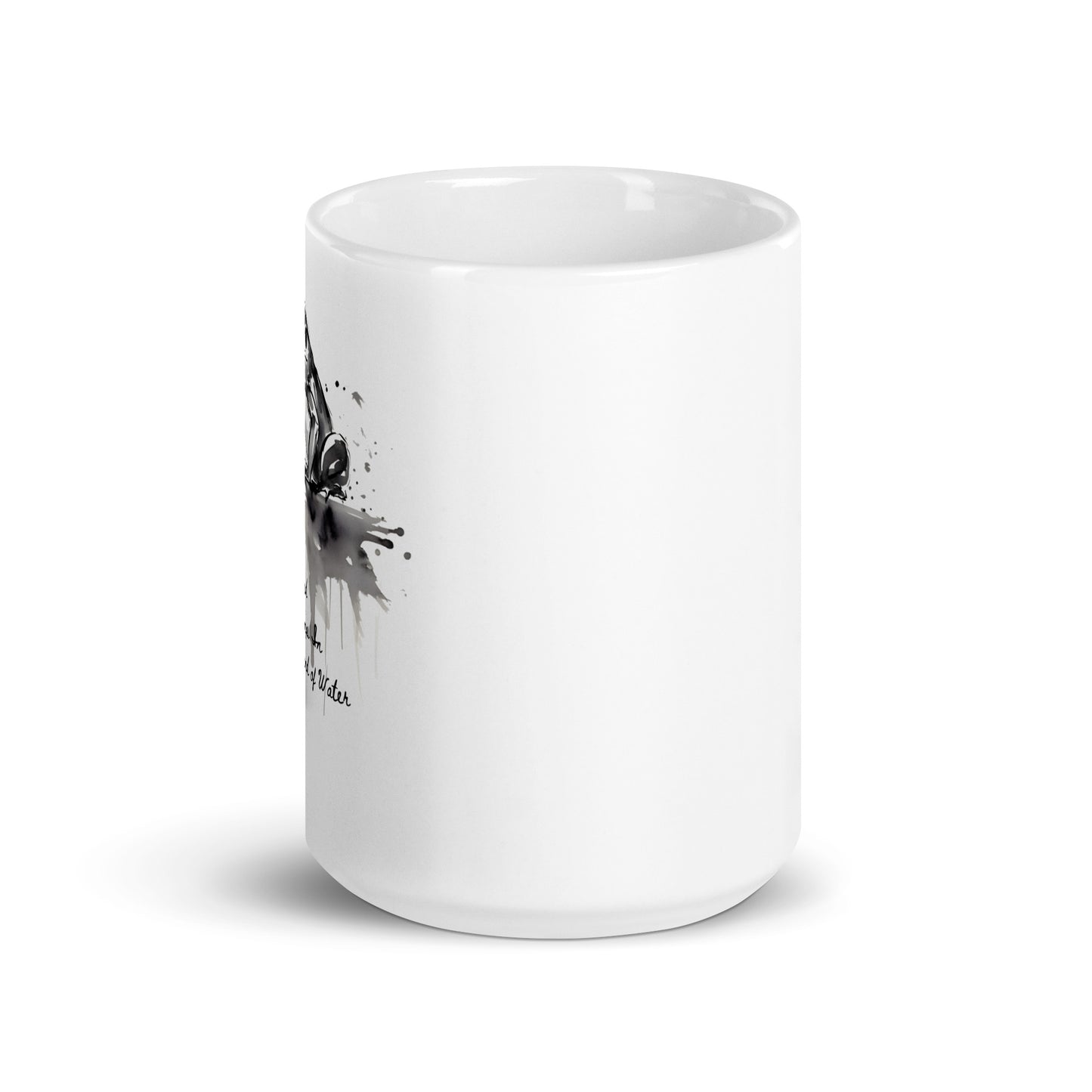 Sumi-e Frog Basho's Poem Sound of Water White Mug