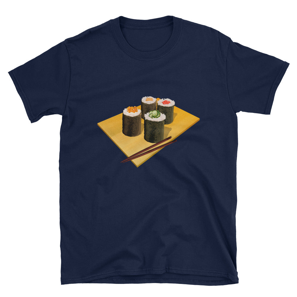 Makizushi Sushi Roll with Chopsticks Japanese Short-Sleeve Unisex T-Shirt - The Japan Shop