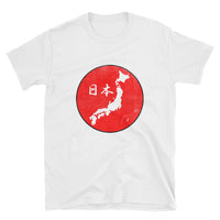 Map of Japan with Rising Sun Japanese Nihon Map Short-Sleeve Unisex T-Shirt - The Japan Shop