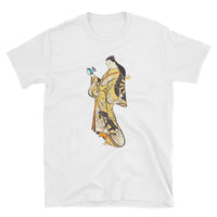 Japanese Bijin Ukiyoe in Kimono with Smart Phone Short-Sleeve Unisex T-Shirt - The Japan Shop