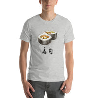 Sushi Roll with the Japanese Kanji for Sushi T-Shirt. Short-Sleeve Unisex T-Shirt - The Japan Shop