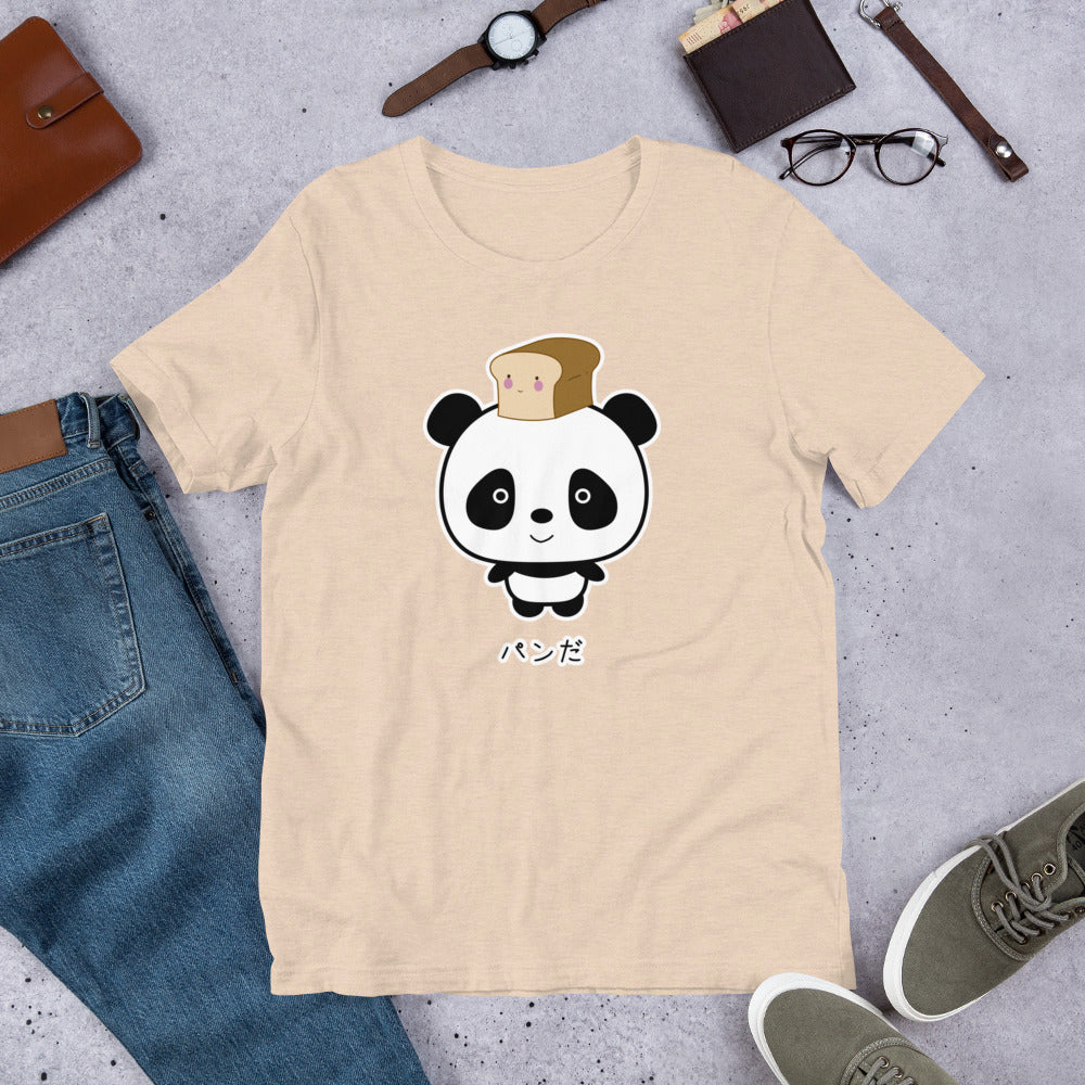 Cute and Kawaii Panda with Bread Pan Da! in Japanese Oyaji Gyagu Short-Sleeve Unisex T-Shirt - The Japan Shop