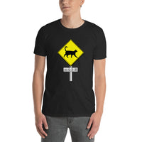Japanese Sign Beware of the Cat Shirt. Short-Sleeve Unisex T-Shirt - The Japan Shop
