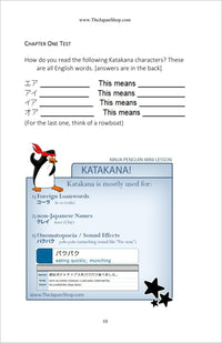 Katakana the Basics of Japanese: chapter test and Ninja Penguin mini lesson