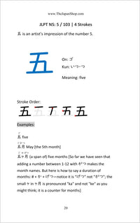 JLPT N5 Kanji: the kanji five with readings, stroke order and example words