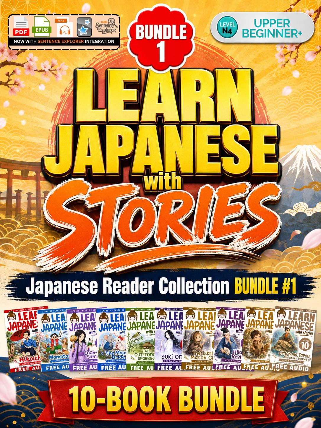 Learn Japanese with Stories Bundle #1 [10 Volumes] [Digital Books + Audios]