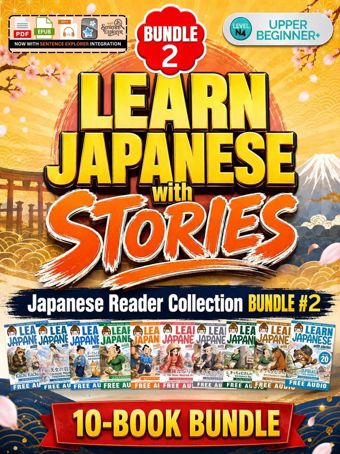 Learn Japanese with Stories Bundle #2 [10 Volumes] [Digital Books + Audios]