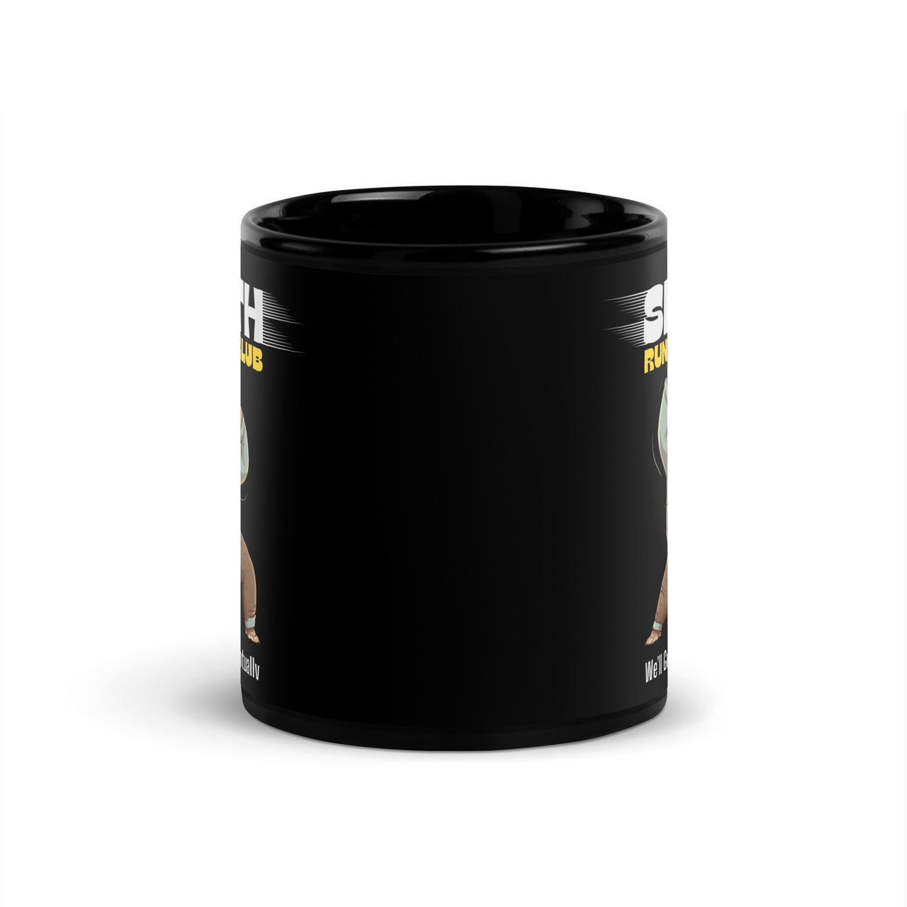Sloth Running Circle Black Mug