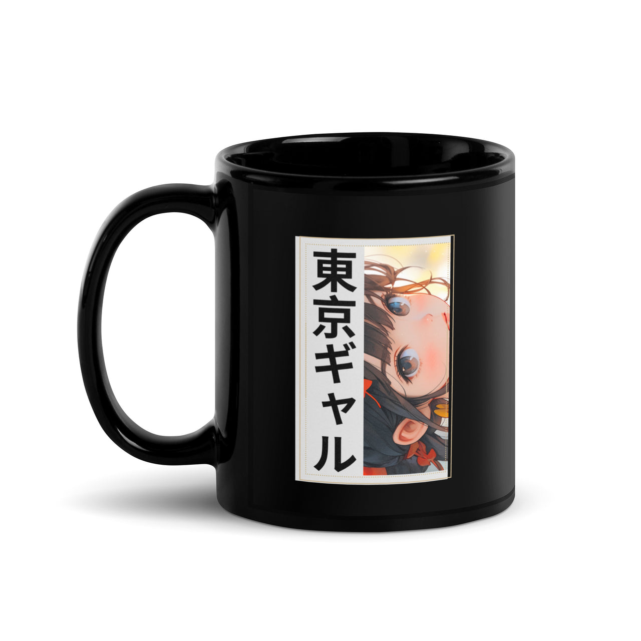 Mysterious Tokyo Girl 東京ギャル Black Glossy Mug