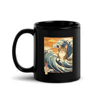 Thumbnail for Ukiyo-e Cat Off the Coast of Kanagawa Black Mug