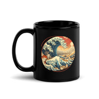 Thumbnail for Ukiyo-e Cats Riding the Great Wave Black Mug