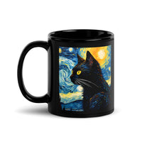 Thumbnail for A Starry Black Cat Night Van Gogh Black Mug