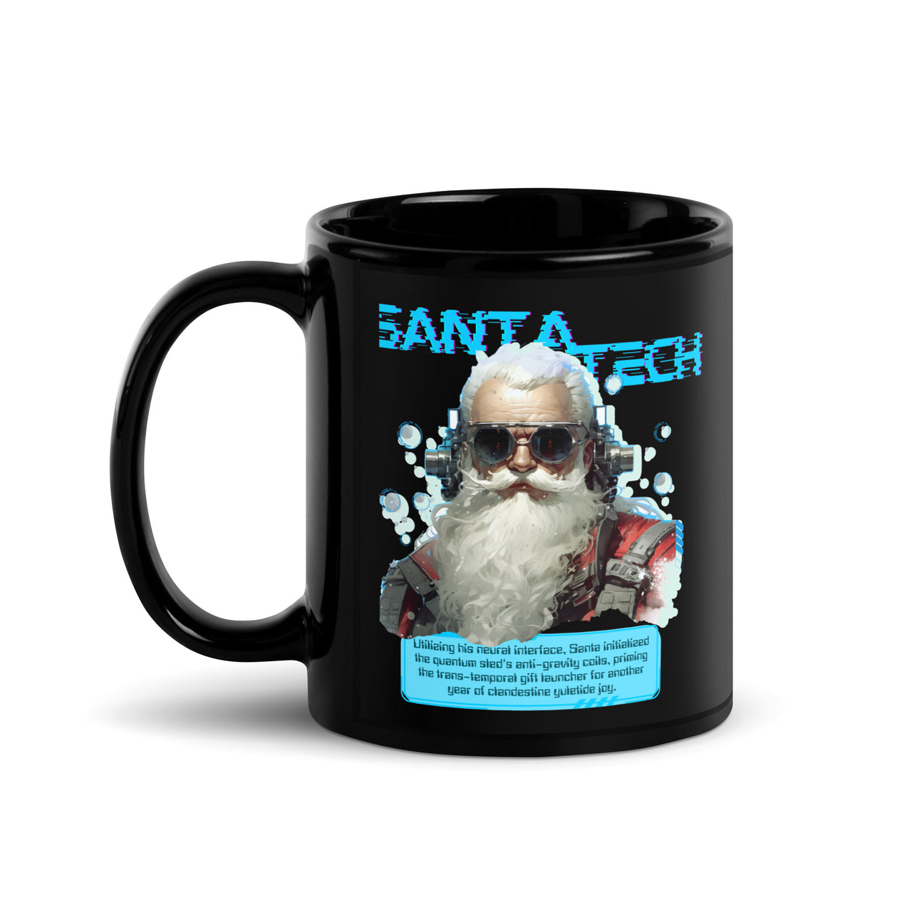 Santa Tech Cyberpunk Steampunk Christmas Black Mug