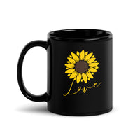 Sunflower Love Inspirational Positivity Black Mug