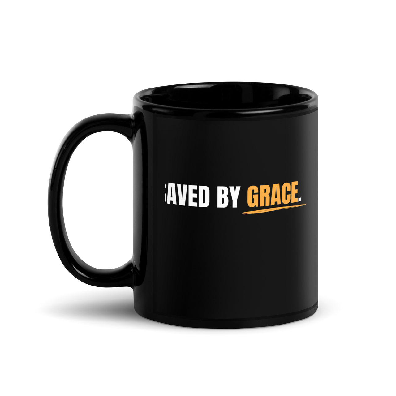 Saved by Grace Christian Faith Black Mug