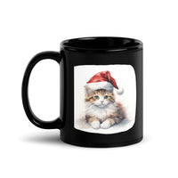 Thumbnail for Santa Hat Feline for Festive Cheer Black Mug