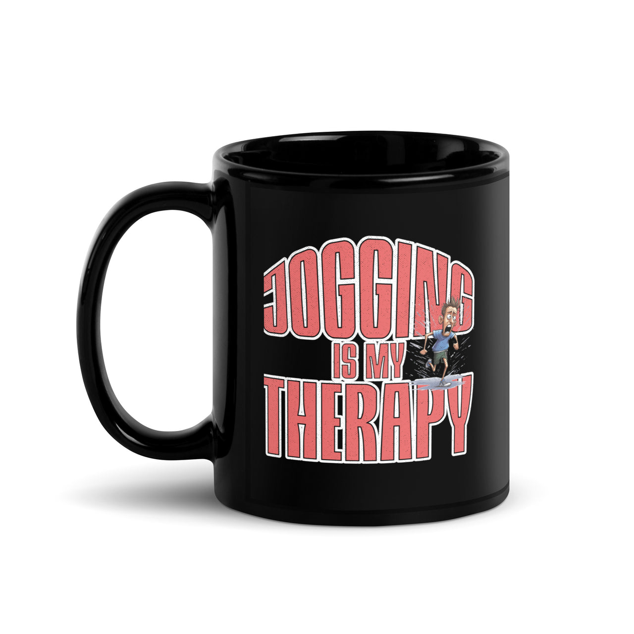 Jogging is My Therapy for Funny Runners Black Mug