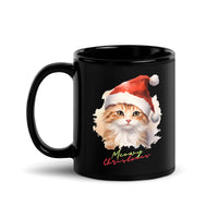 Thumbnail for Meowy Christmas Festive Feline Black Mug