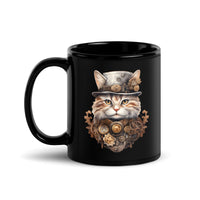 Thumbnail for Steampunk Cat: Top Hat & Gears Black Mug