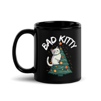 Thumbnail for Bad Cat Kitty Christmas Tree Climb Black Mug
