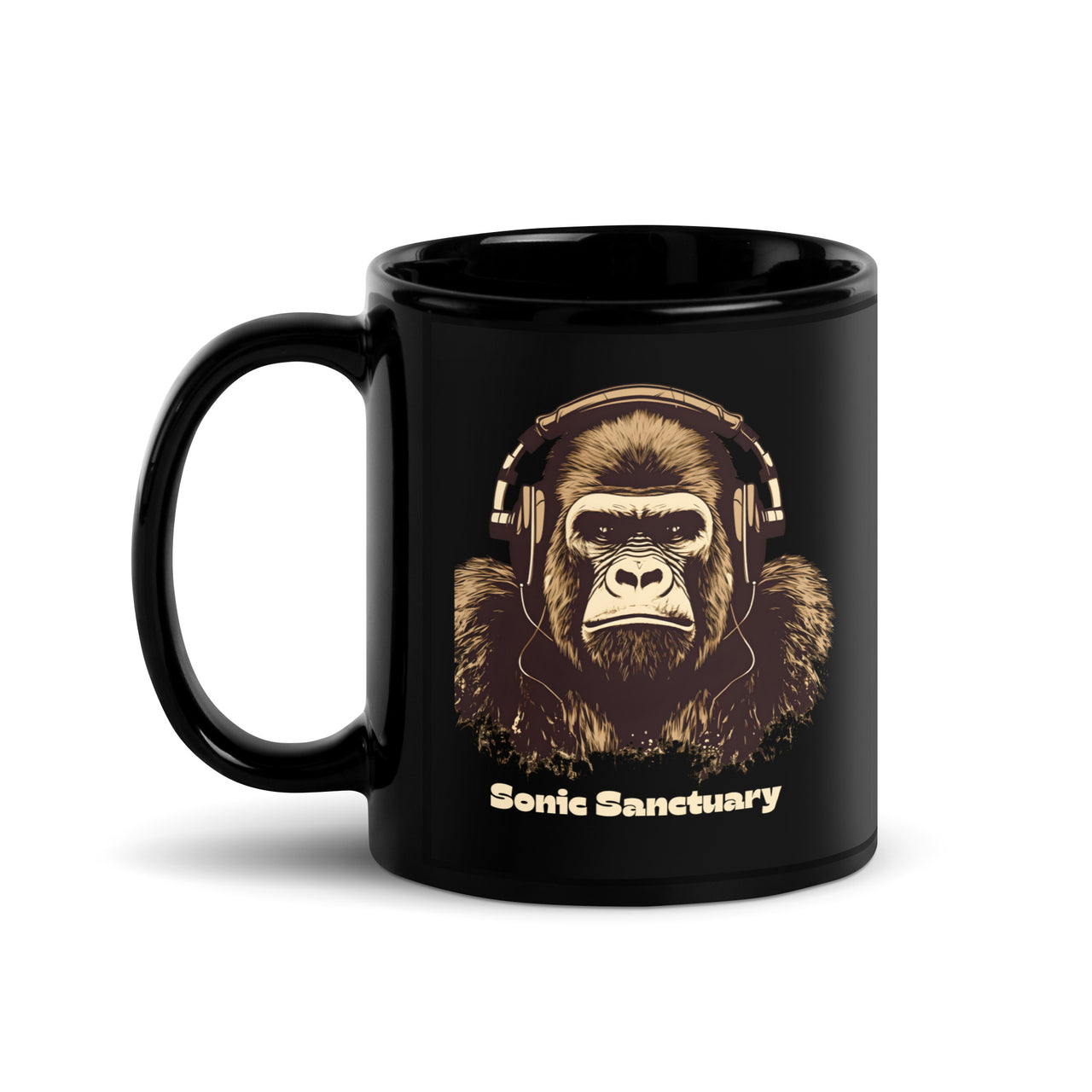 Sonic Sanctuary: Musical Gorilla Black Mug