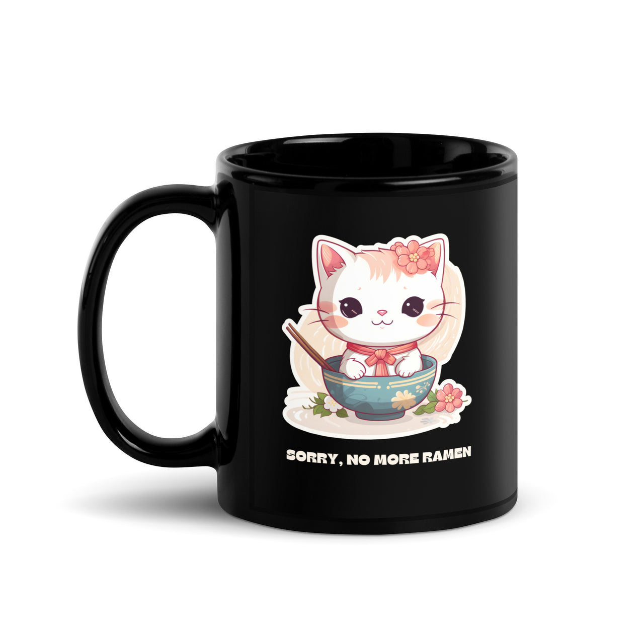 Sorry, No More Ramen: Anime Cat Black Mug
