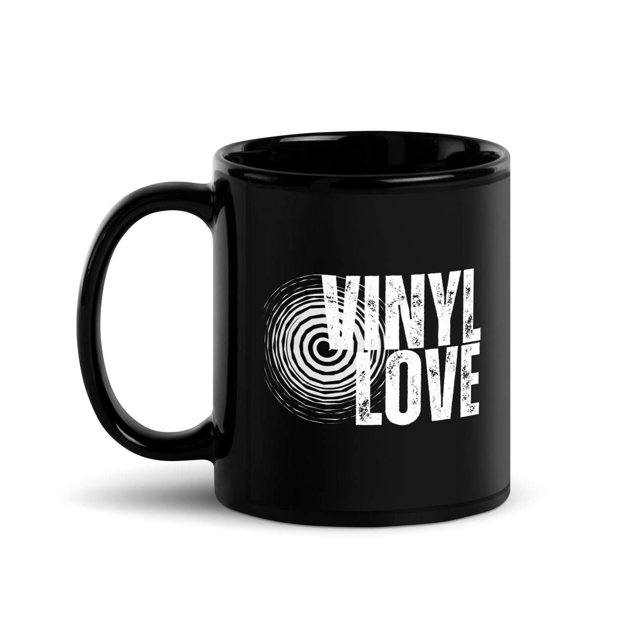 Vinyl Love Spiral Black Mug