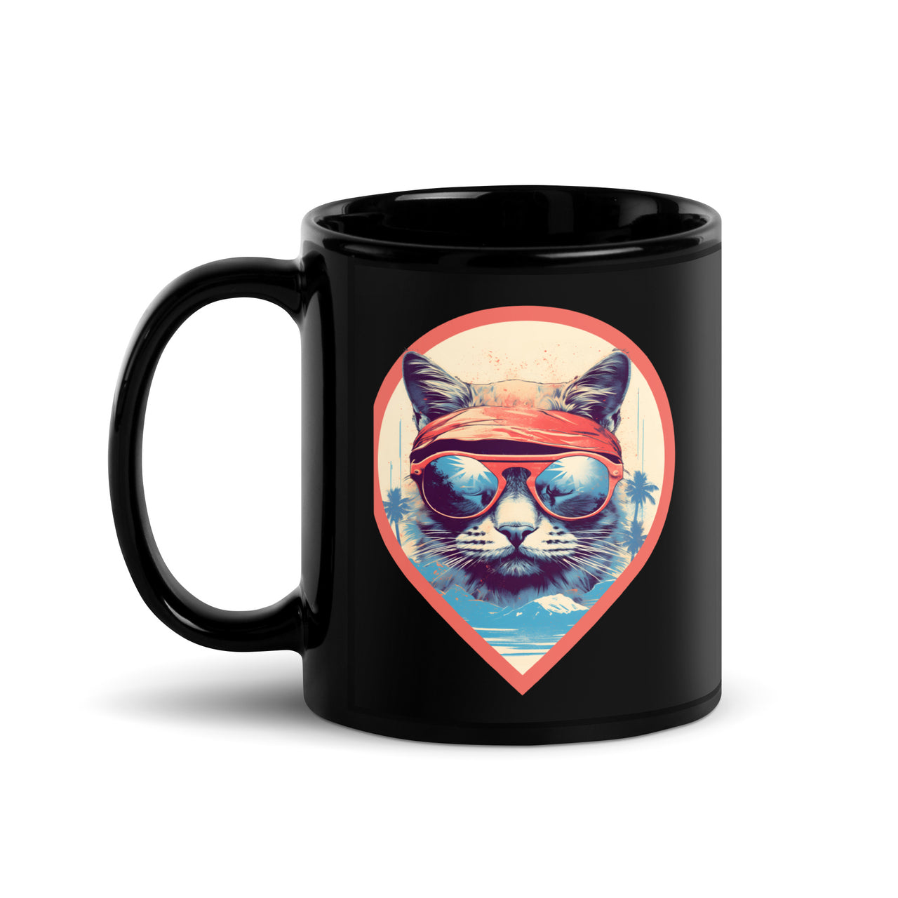 Cool Cat Groove: Vintage Style Black Mug