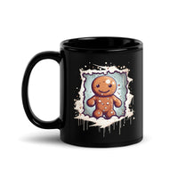 Thumbnail for Happy Gingerbread Man Pops Out Black Mug