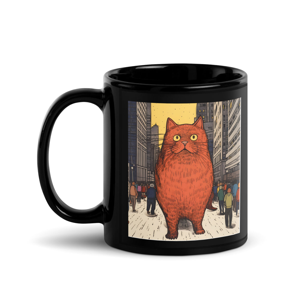 Red Cat Rising: Urban Apocalypse Black Mug
