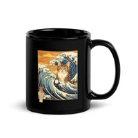 Thumbnail for Ukiyo-e Cat Off the Coast of Kanagawa Black Mug