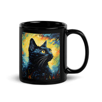 Impressionist Black Cat Night Black Mug