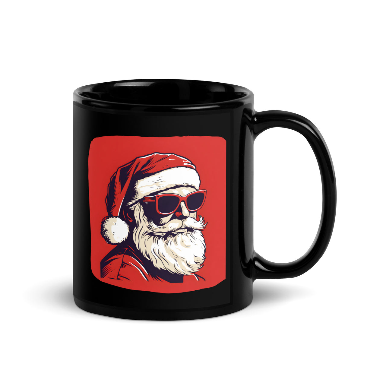 Cool Santa Wears Red Sunglasses Black Mug