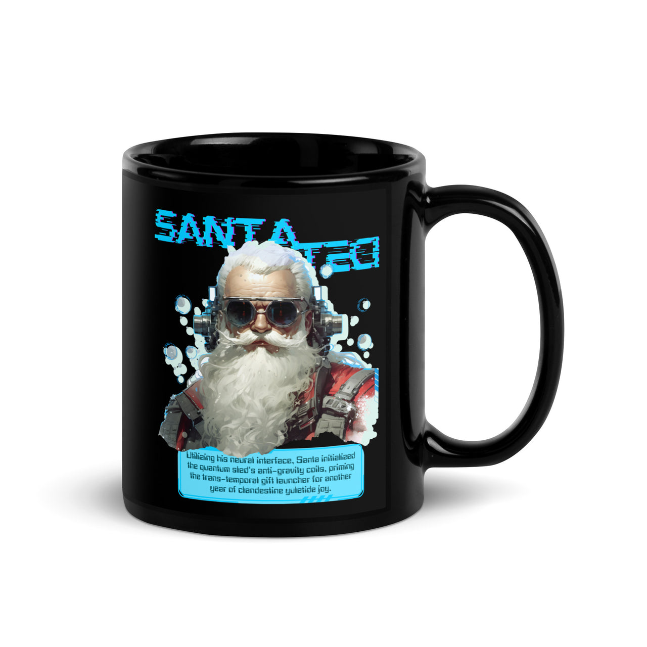 Santa Tech Cyberpunk Steampunk Christmas Black Mug