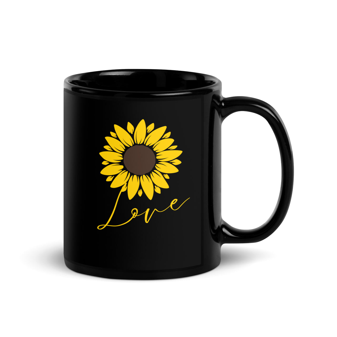 Sunflower Love Inspirational Positivity Black Mug