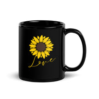 Sunflower Love Inspirational Positivity Black Mug