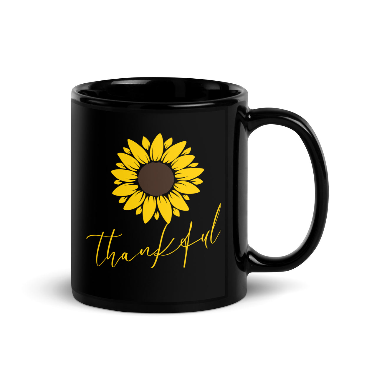 Thankful Sunflower Uplifting Art Black Mug