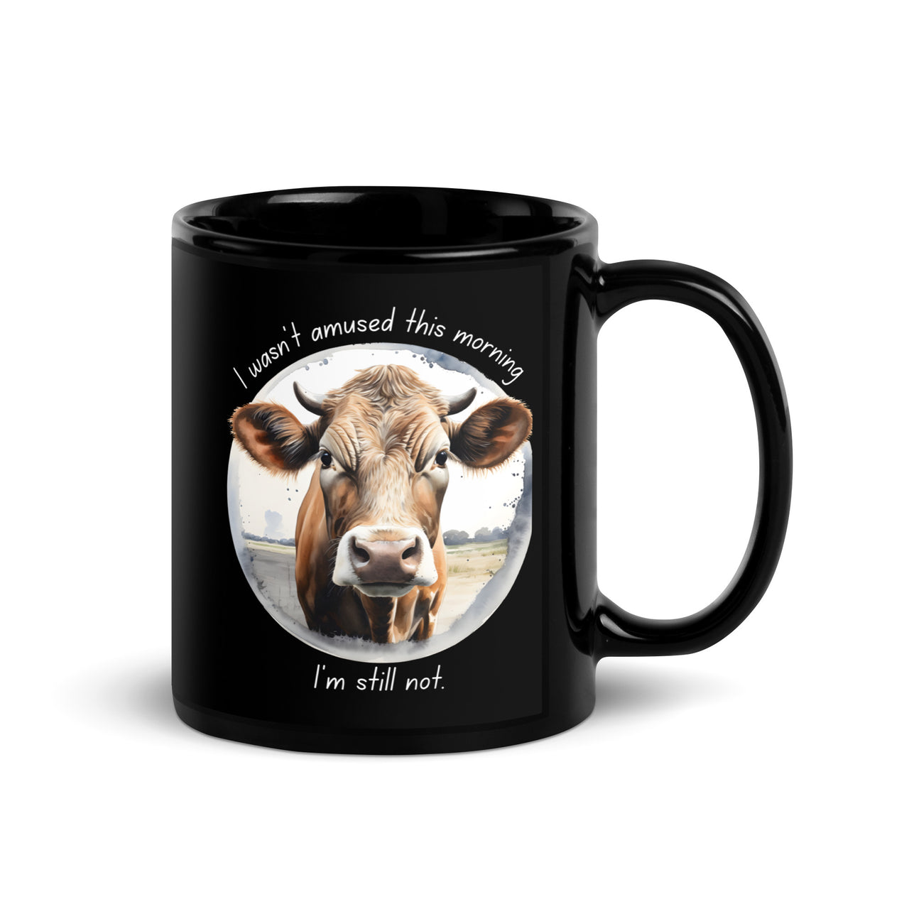 Cow Mood I Wasn't Amused This Morning Black Mug