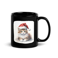 Thumbnail for Santa Hat Feline for Festive Cheer Black Mug