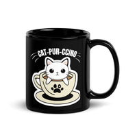 Thumbnail for Cat-Pur-Ccino Coffee and Cat Lovers Black Mug