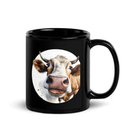Talking Cow Close-Up Captivating Gaze Black Mug