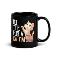 Thumbnail for No Time for a Catnap Adorable Kitty Black Mug