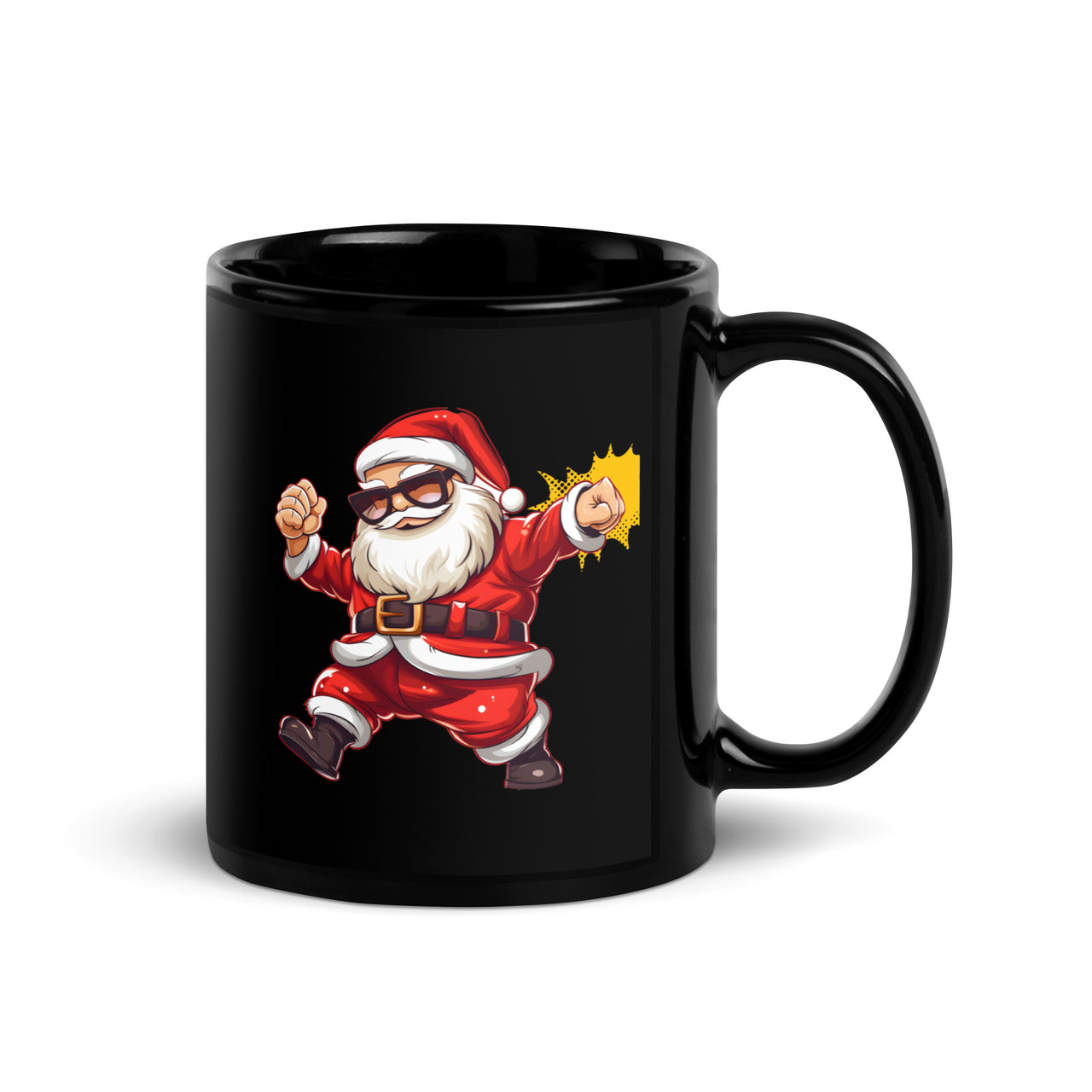 Santa's Knockout Dance Black Mug