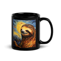 Thumbnail for Starry Sloth Night: Impressionist Dream Black Mug
