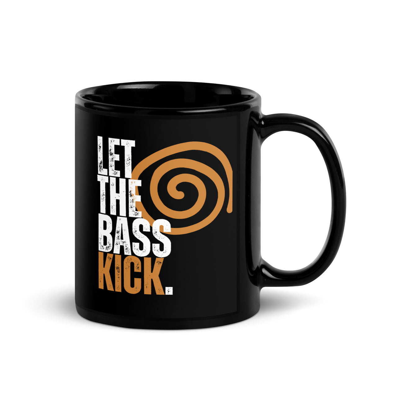 Let the Bass Kick Spiral Abstract Music Black Mug
