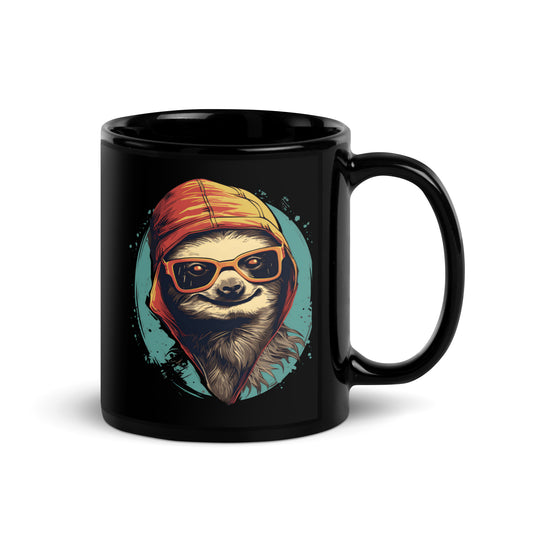 Sloth Swag Just Chill with Me Black Mug