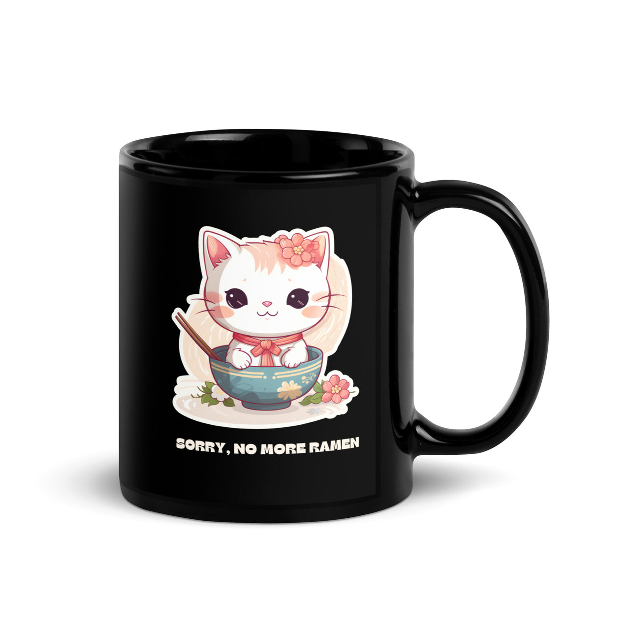 Sorry, No More Ramen: Anime Cat Black Mug