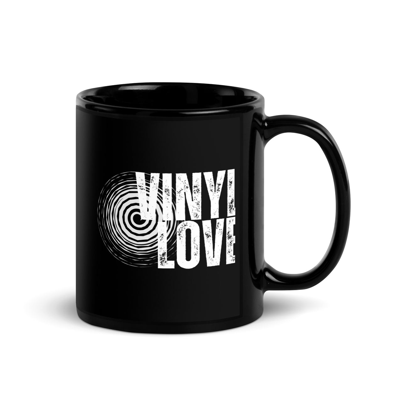 Vinyl Love Spiral Black Mug